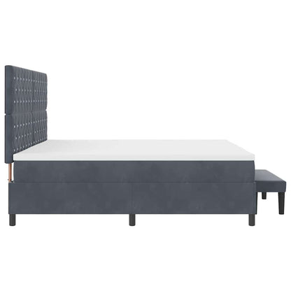 Letto a molle con materasso Grigio scuro 200 x 200 cm Velluto