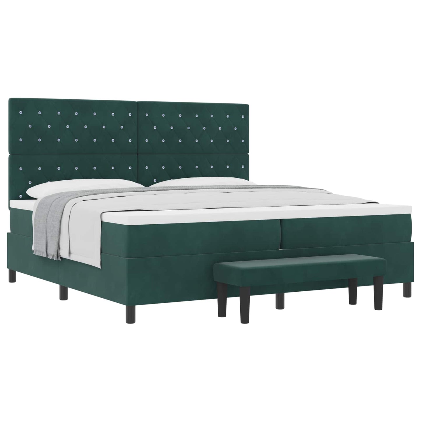 Letto a molle con materasso Verde scuro 200 x 200 cm Velluto | homemem39