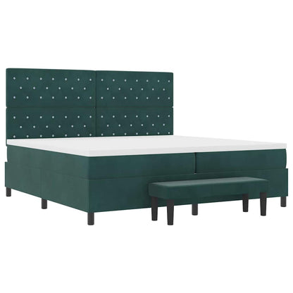 Letto a molle con materasso Verde scuro 200 x 200 cm Velluto | homemem39