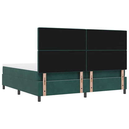 Letto a molle con materasso Verde scuro 200 x 200 cm Velluto | homemem39