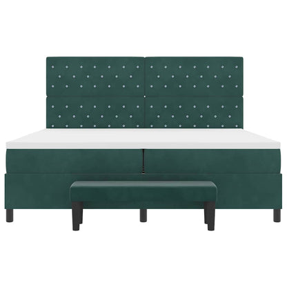 Letto a molle con materasso Verde scuro 200 x 200 cm Velluto | homemem39