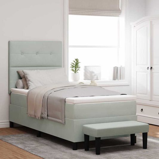 Letto a molle con testiera Grigio chiaro 200 x 80 cm Velluto | homemem39