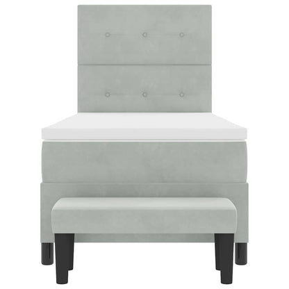 Letto a molle con testiera Grigio chiaro 200 x 80 cm Velluto | homemem39