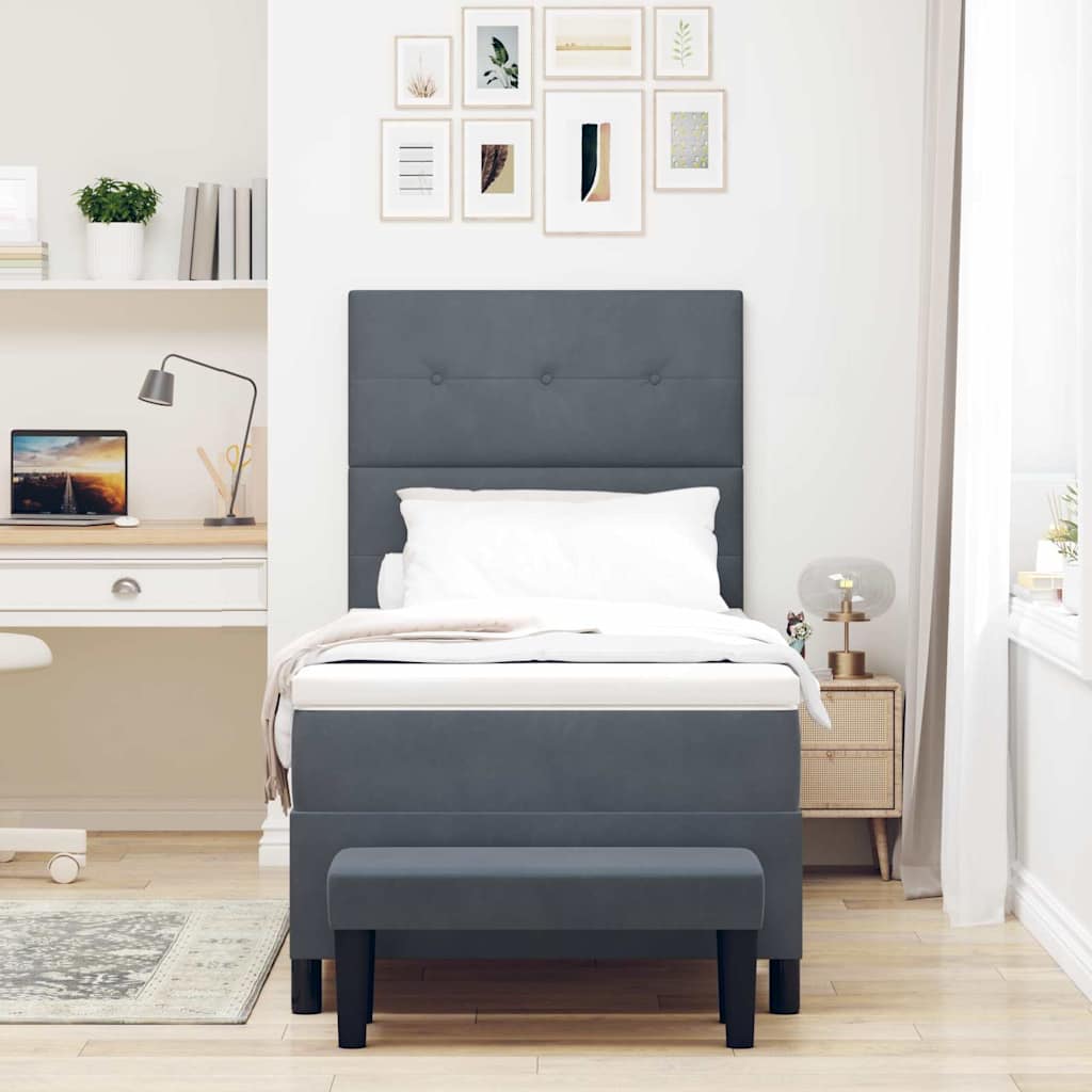 Letto a molle con testiera Grigio scuro 200 x 80 cm Velluto | homemem39