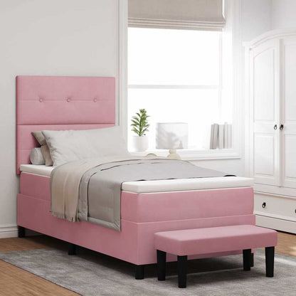 Letto a molle con testiera Rosa 200 x 80 cm Velluto | homemem39