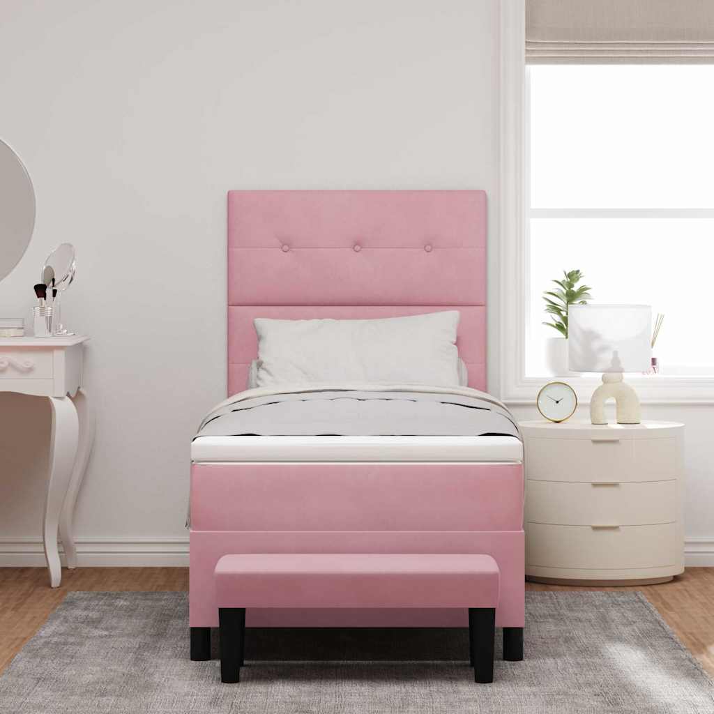 Letto a molle con testiera Rosa 200 x 80 cm Velluto | homemem39