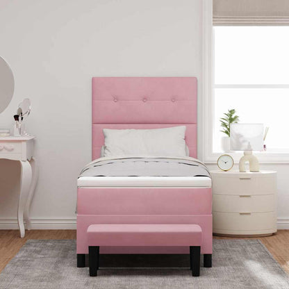Letto a molle con testiera Rosa 200 x 80 cm Velluto | homemem39
