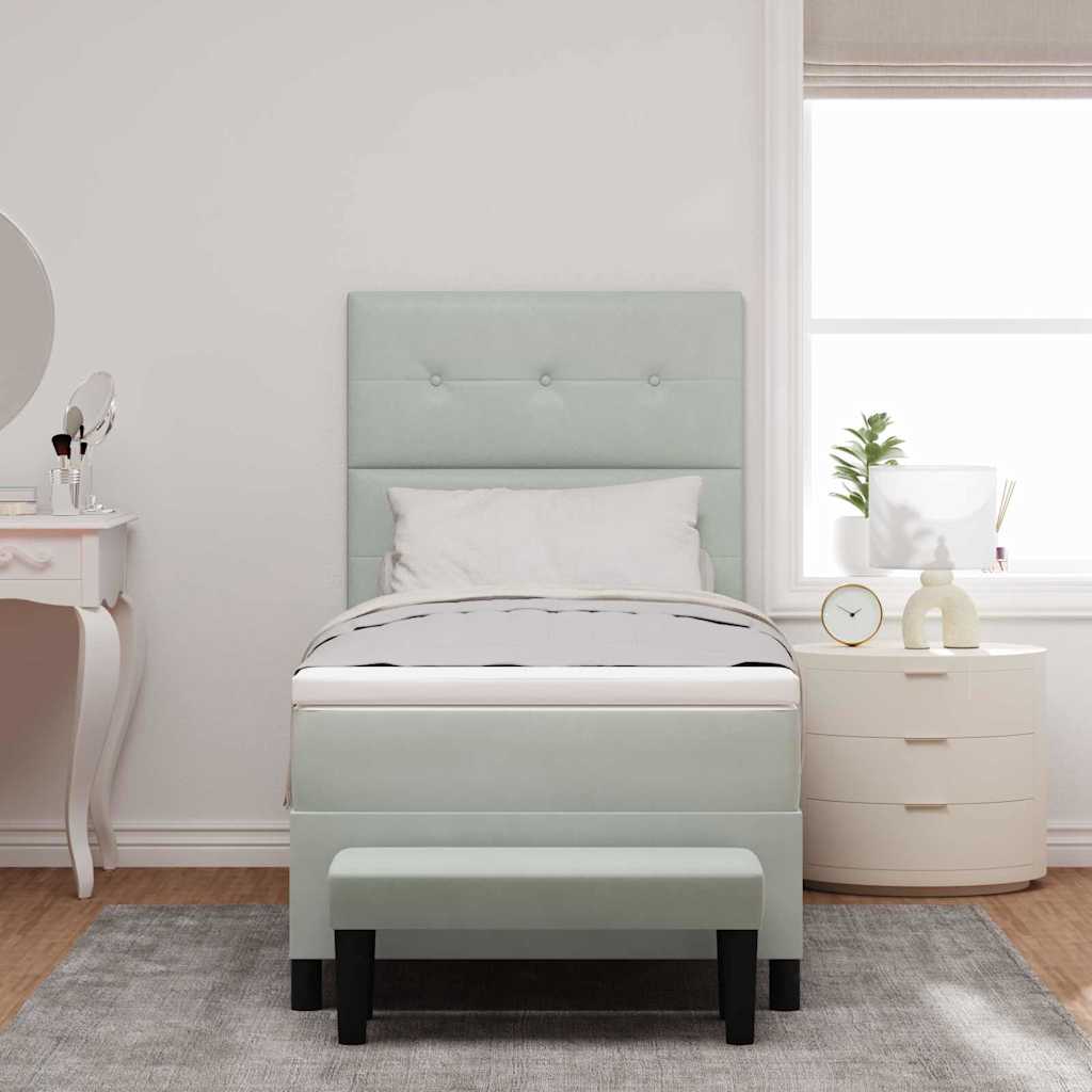 Letto a molle con testiera Grigio chiaro 190 x 90 cm Velluto | homemem39