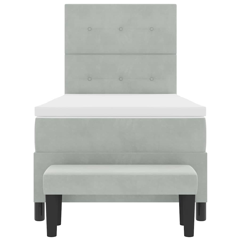 Letto a molle con testiera Grigio chiaro 190 x 90 cm Velluto | homemem39
