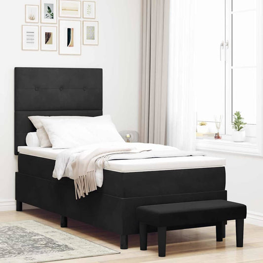 Letto a molle con cuscino con testiera Nero 190 x 90 cm Velluto | homemem39