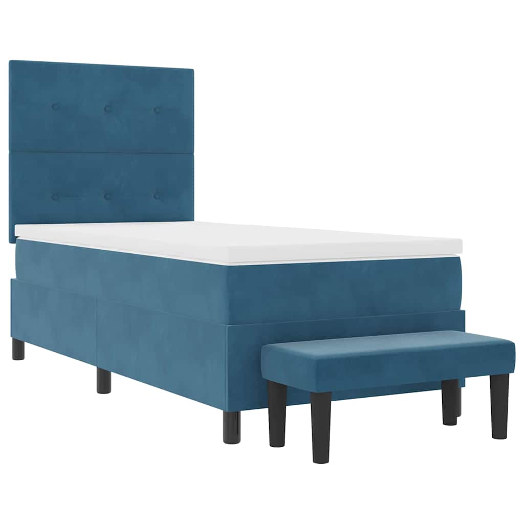 Letto a molle con testiera Blu scuro 190 x 90 cm Velluto | homemem39