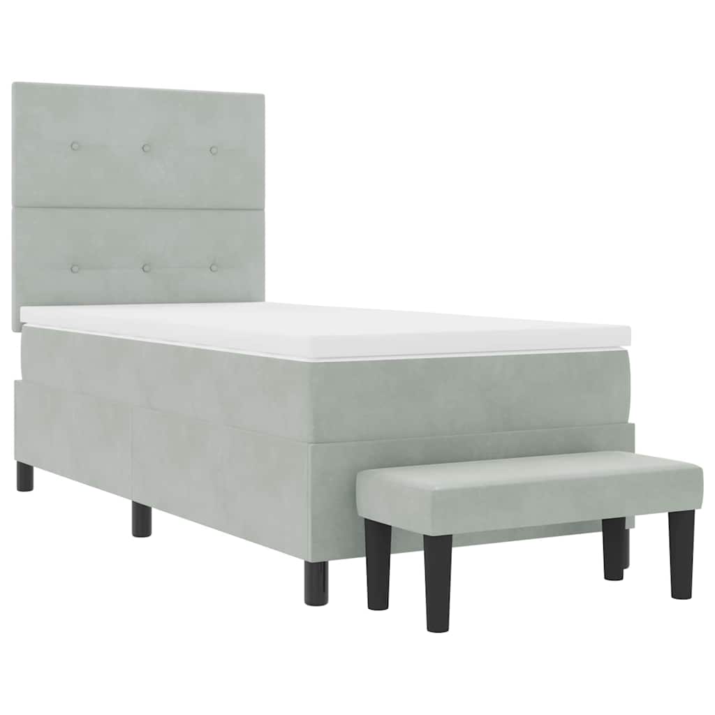 Letto a molle con testiera Grigio chiaro 200 x 90 cm Velluto | homemem39