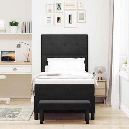 Letto a molle con cuscino con testiera Nero 200 x 90 cm Velluto | homemem39