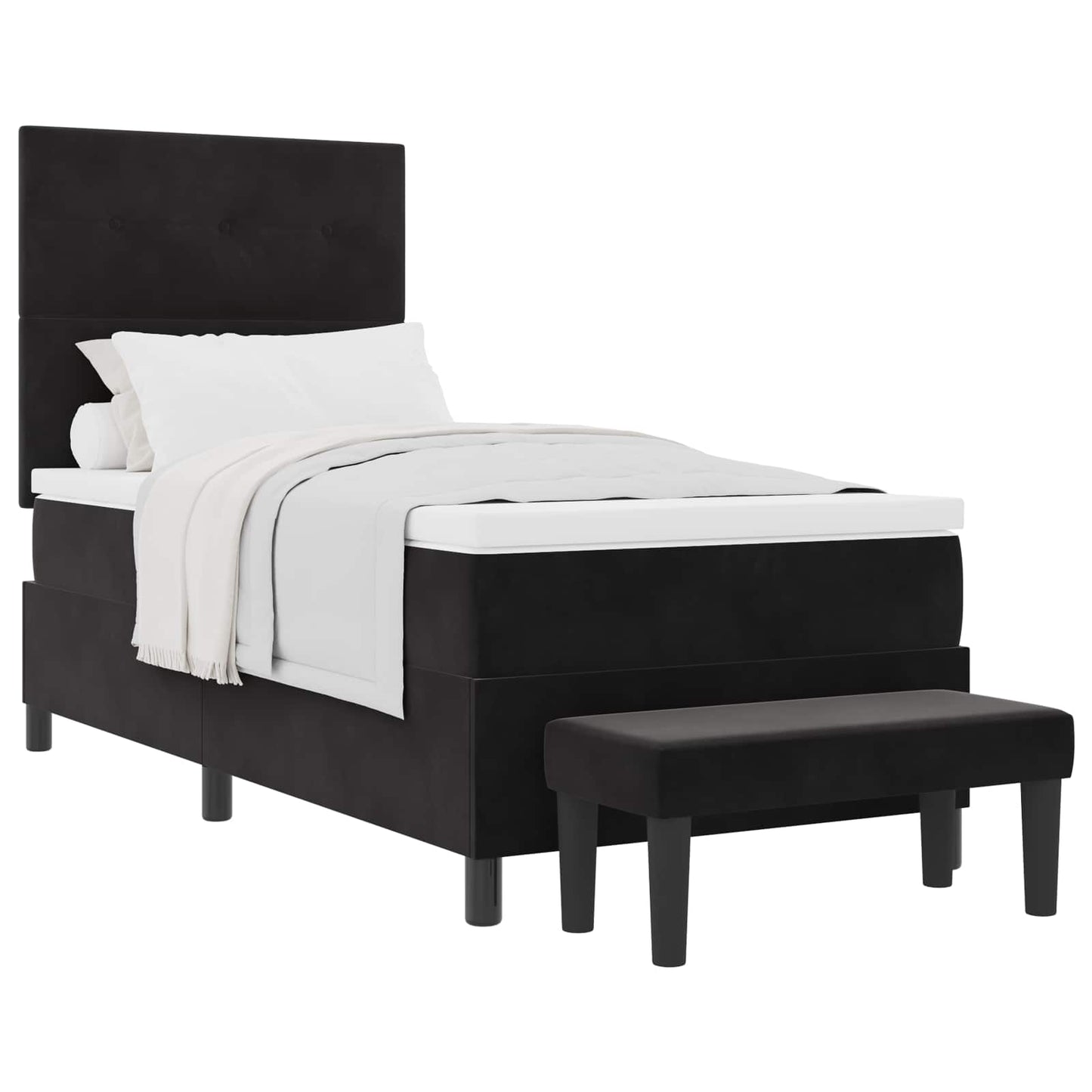 Letto a molle con cuscino con testiera Nero 200 x 90 cm Velluto | homemem39