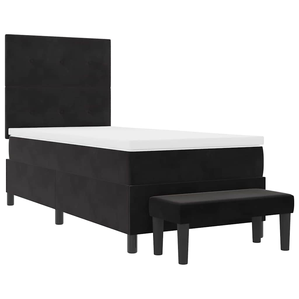 Letto a molle con cuscino con testiera Nero 200 x 90 cm Velluto | homemem39