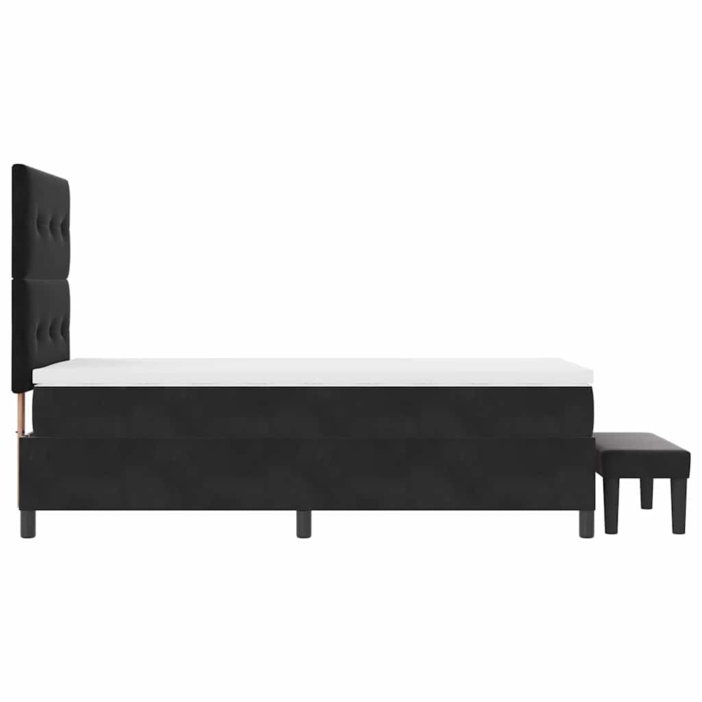 Letto a molle con cuscino con testiera Nero 200 x 90 cm Velluto | homemem39