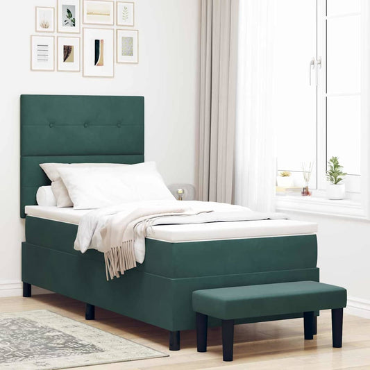 Letto a molle con testiera Verde scuro 200 x 90 cm Velluto | homemem39
