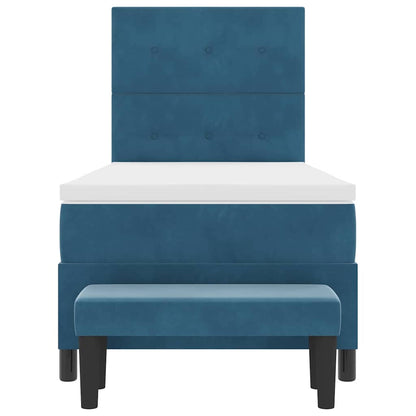 Letto a molle con materasso Blu scuro 90 x 200 cm Velluto