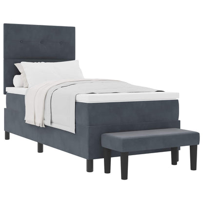 Letto a molle con testiera Grigio scuro 200 x 100 cm Velluto | homemem39