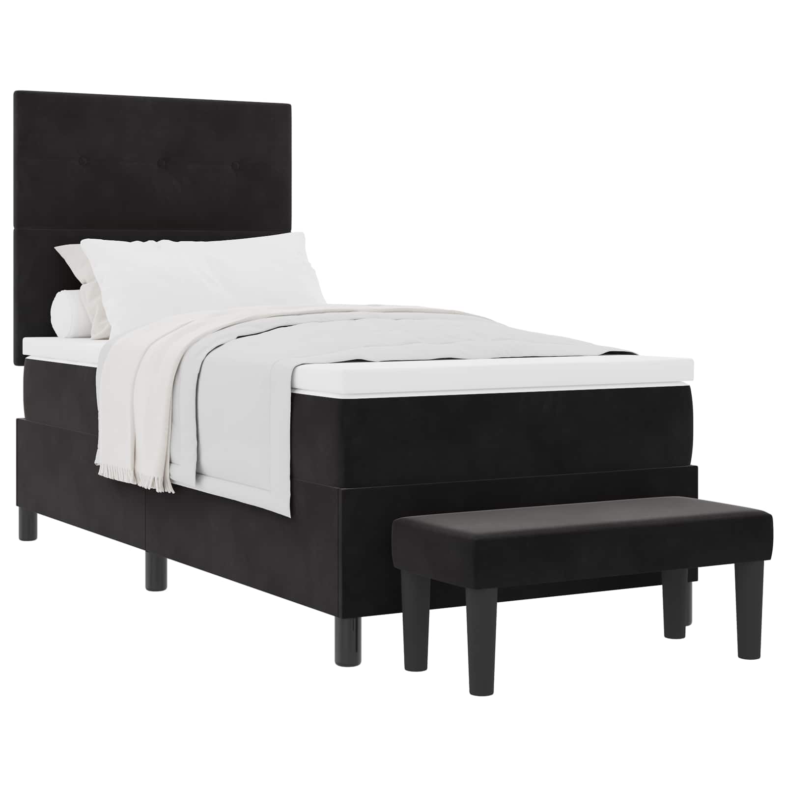 Letto a molle con testiera Nero 200 x 100 cm Velluto | homemem39