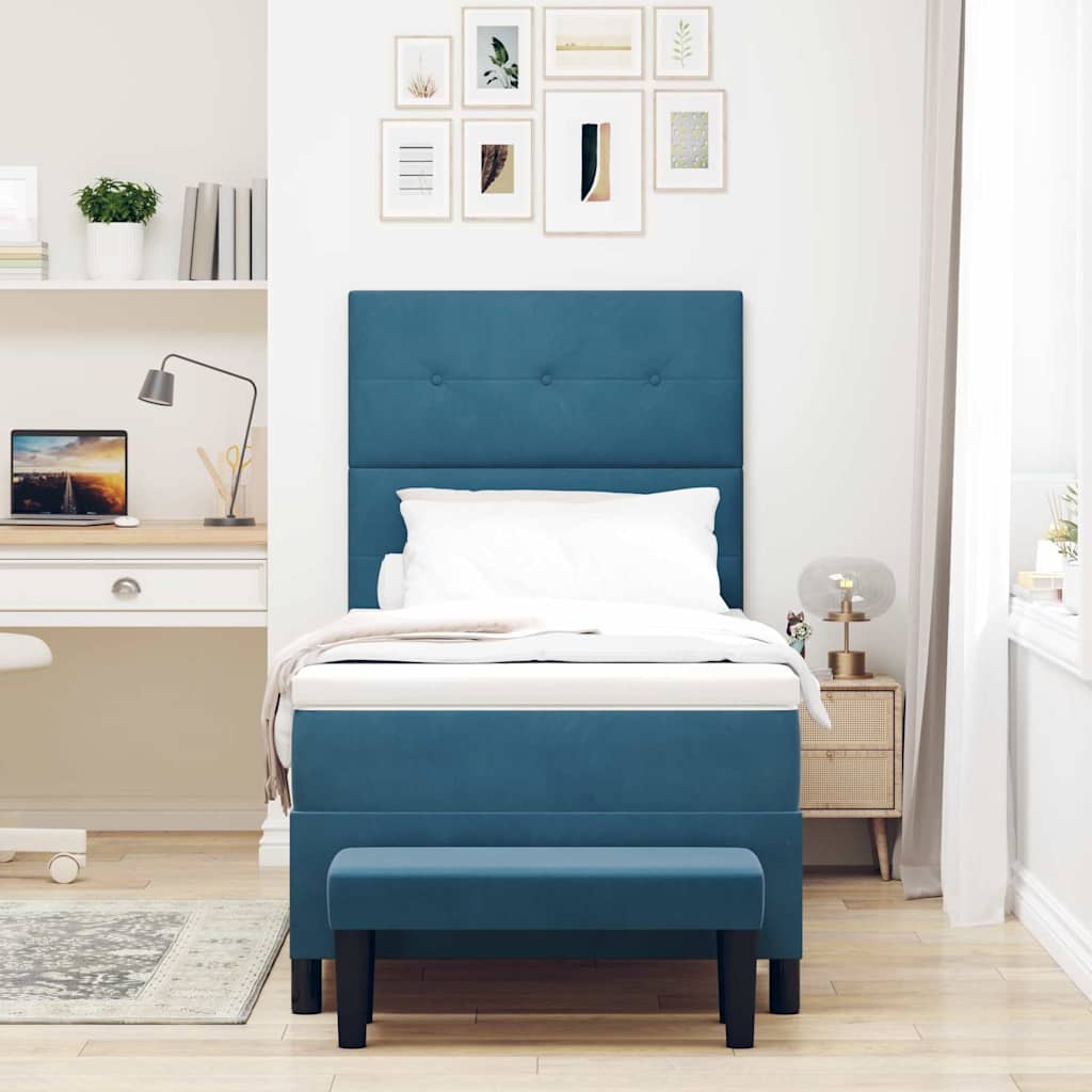 Letto a molle con cuscino Blu scuro 200 x 100 cm Velluto | homemem39
