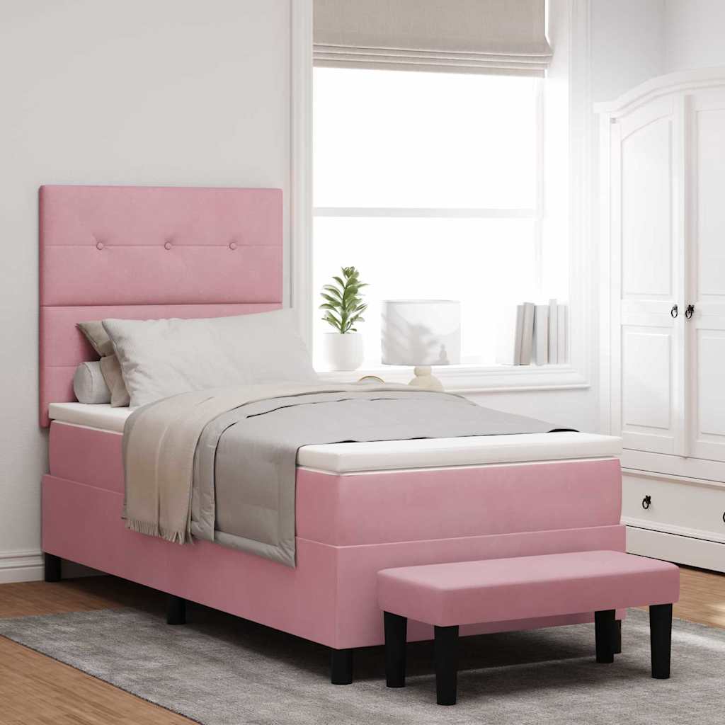 Letto a molle con testiera Rosa 200 x 100 cm Velluto | homemem39