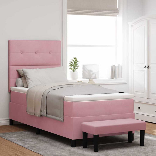 Letto a molle con testiera Rosa 200 x 100 cm Velluto | homemem39