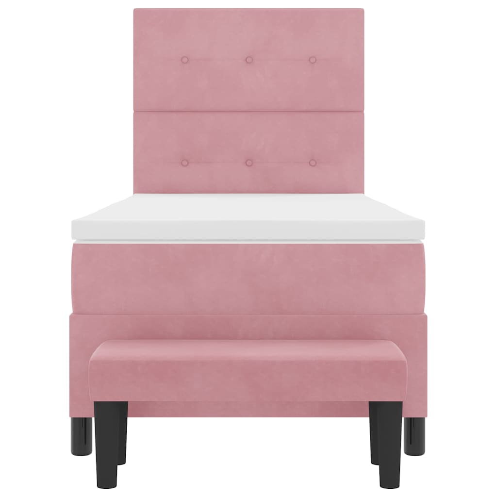 Letto a molle con testiera Rosa 200 x 100 cm Velluto | homemem39