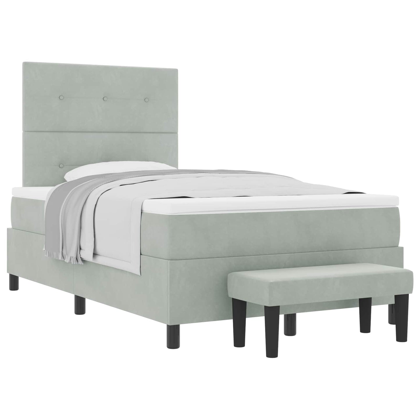 Letto a molle con testiera Grigio chiaro 190 x 120 cm Velluto | homemem39