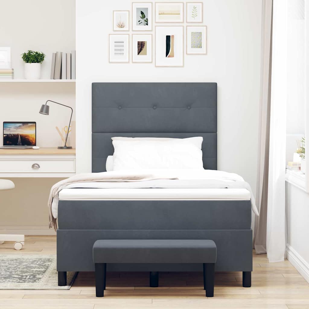 Letto a molle con testiera Grigio scuro 190 x 120 cm Velluto | homemem39