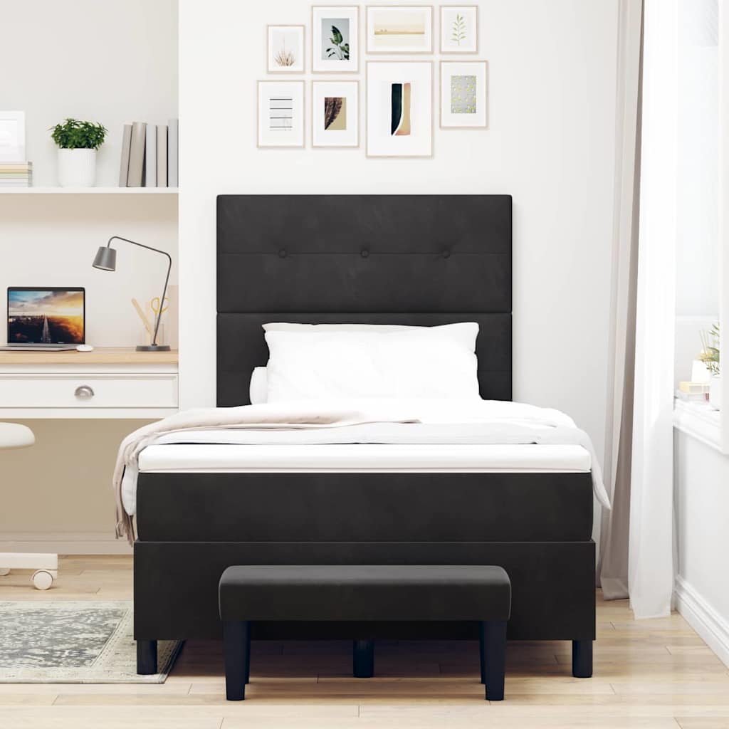 Letto a molle con testiera Nero 190 x 120 cm Velluto | homemem39