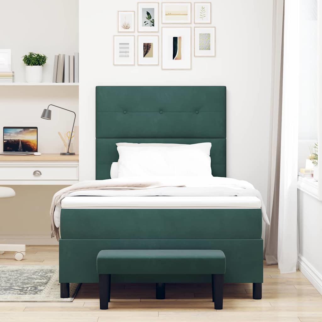 Letto a molle con cuscino Verde scuro 190 x 120 cm Velluto | homemem39