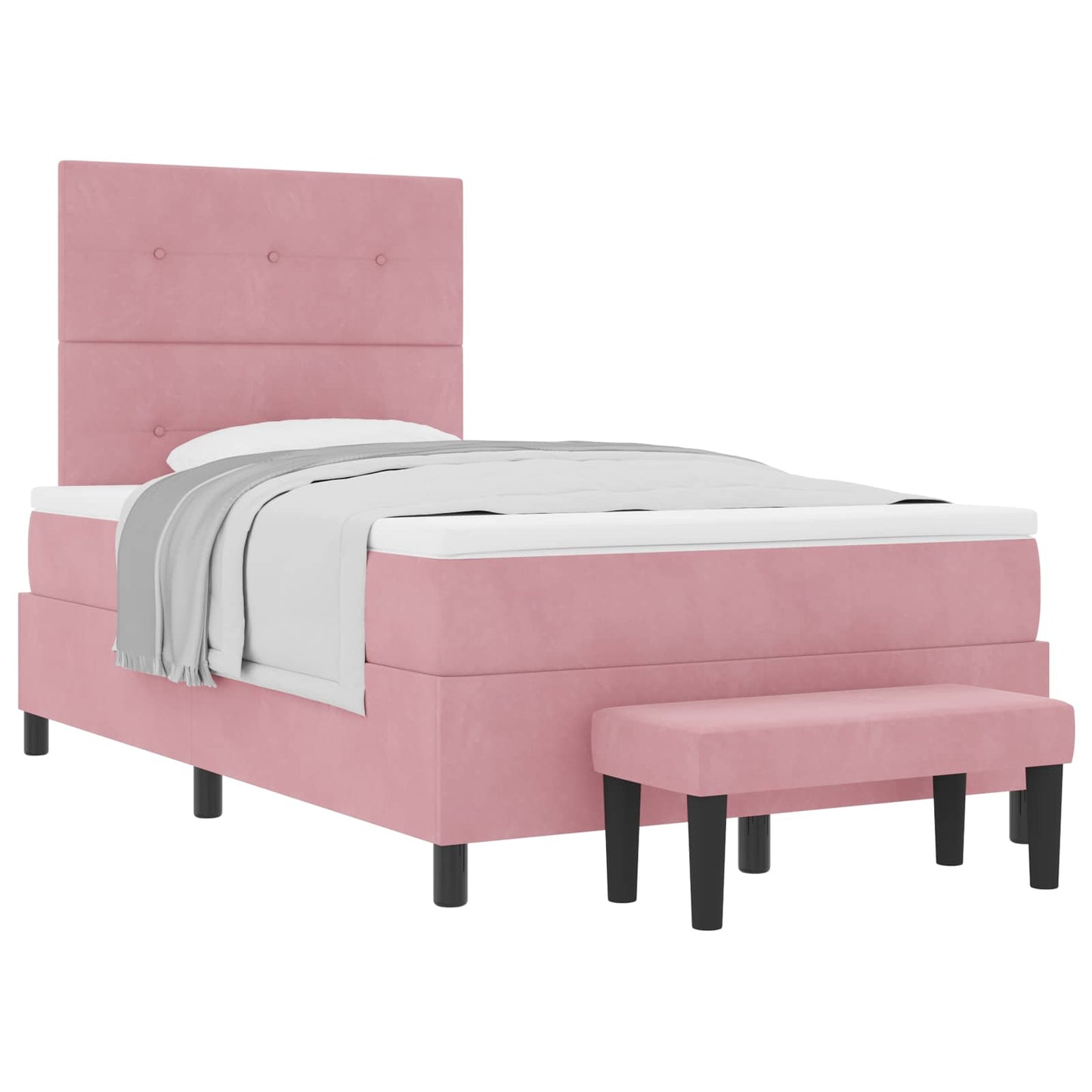 Letto a molle con testiera Rosa 190 x 120 cm Velluto | homemem39