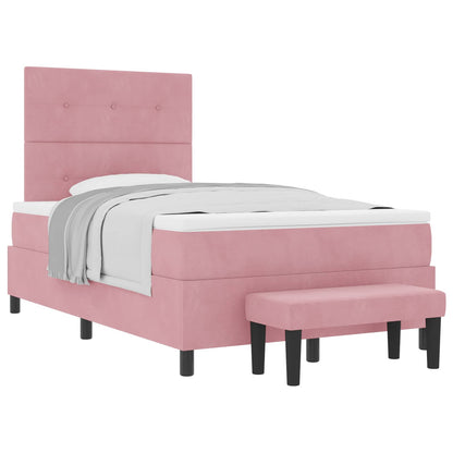 Letto a molle con testiera Rosa 190 x 120 cm Velluto | homemem39