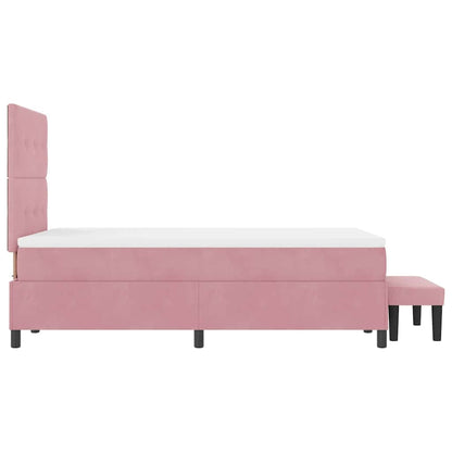 Letto a molle con testiera Rosa 190 x 120 cm Velluto | homemem39