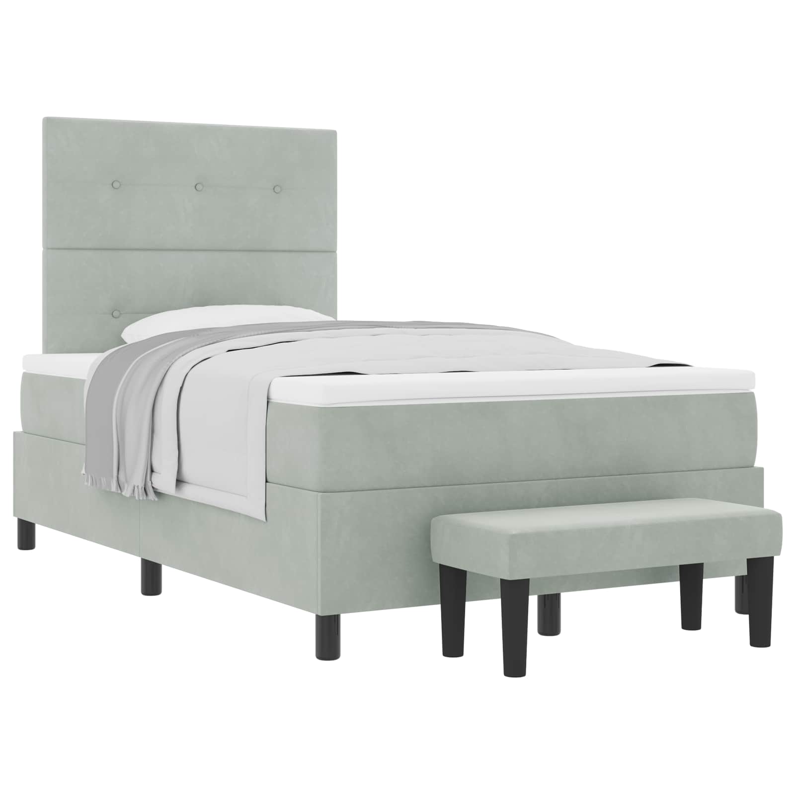 Letto a molle con testiera Grigio chiaro 200 x 120 cm Velluto | homemem39