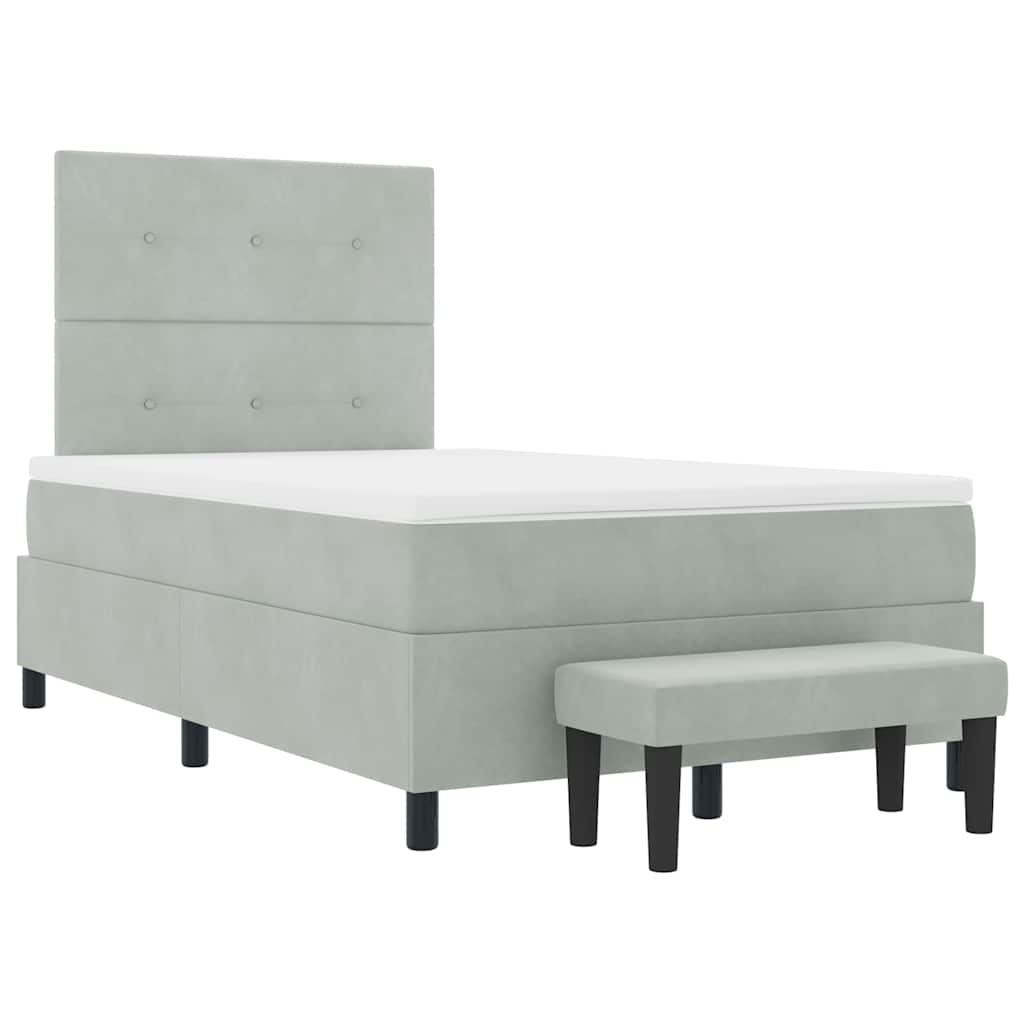 Letto a molle con testiera Grigio chiaro 200 x 120 cm Velluto | homemem39