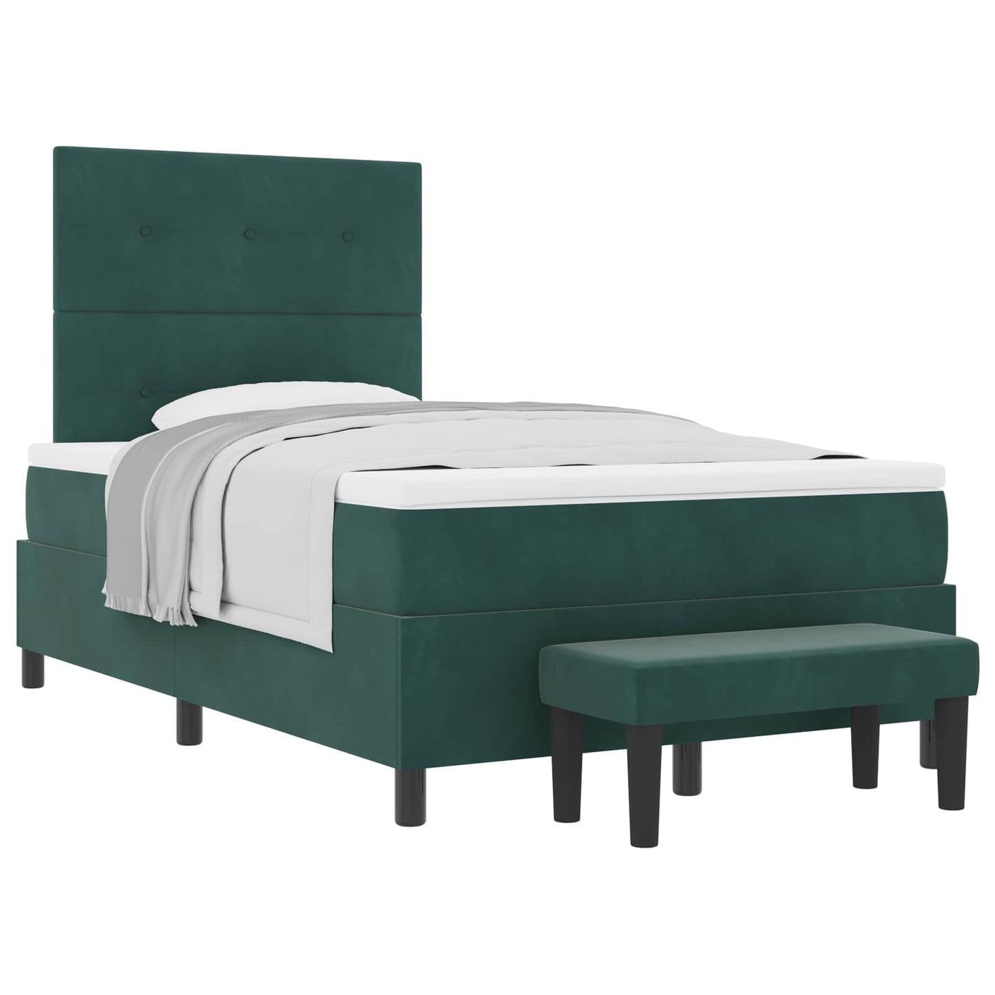 Letto a molle con testiera Verde Scuro 200 x 120 cm Velluto