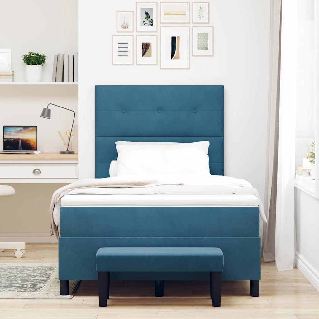 Letto a molle con testiera Blu scuro 200 x 120 cm Velluto | homemem39