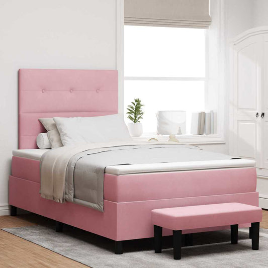 Letto a molle con testiera Rosa 200 x 120 cm Velluto | homemem39