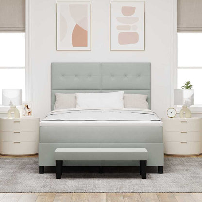 Letto a molle con materasso Grigio chiaro 140 x 190 cm Velluto