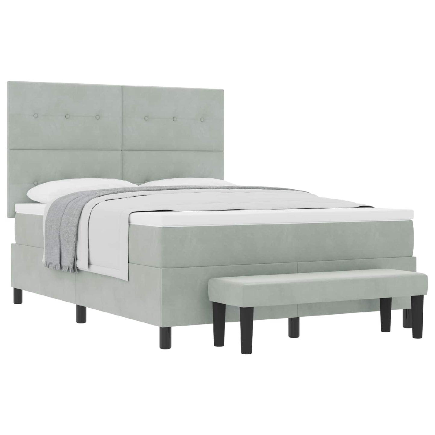 Letto a molle con materasso Grigio chiaro 140 x 190 cm Velluto