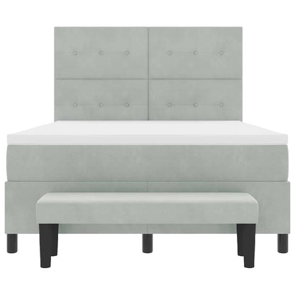 Letto a molle con materasso Grigio chiaro 140 x 190 cm Velluto