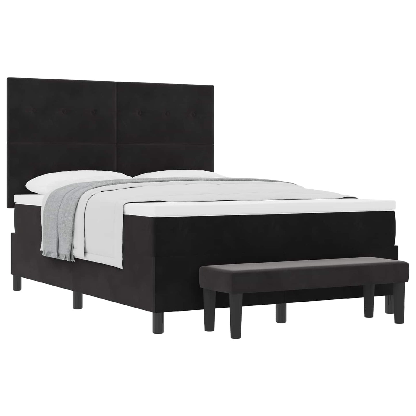 Letto a molle con testiera Nero 190 x 140 cm Velluto | homemem39