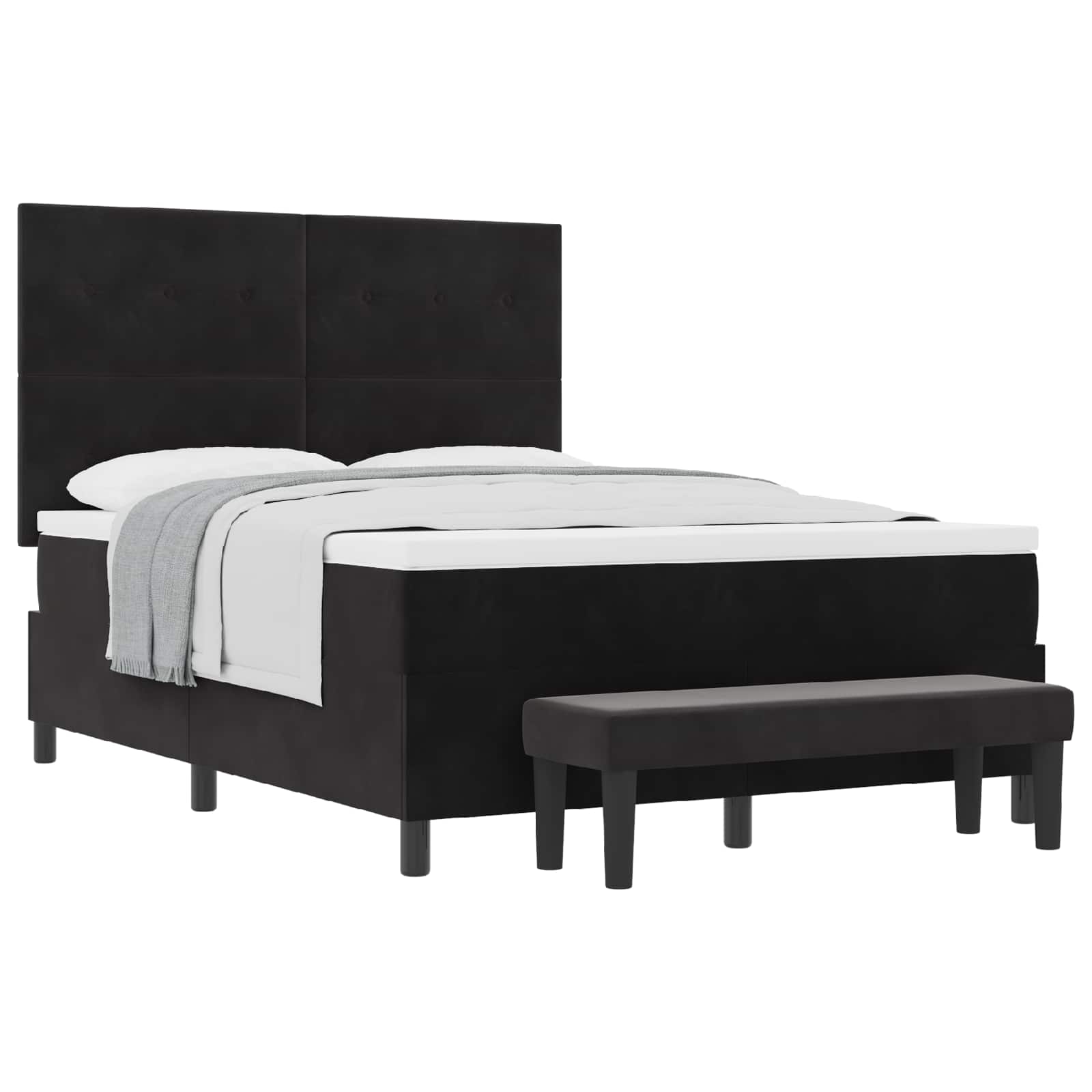 Letto a molle con testiera Nero 190 x 140 cm Velluto | homemem39