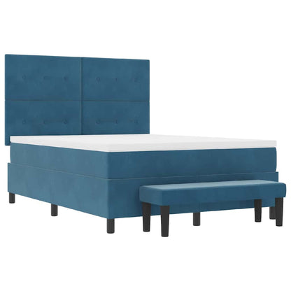 Letto a molle con materasso Blu scuro 140 x 190 cm Velluto