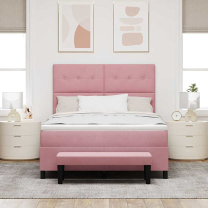 Letto a molle con cuscino Rosa 190 x 140 cm Velluto | homemem39