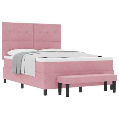 Letto a molle con cuscino Rosa 190 x 140 cm Velluto | homemem39