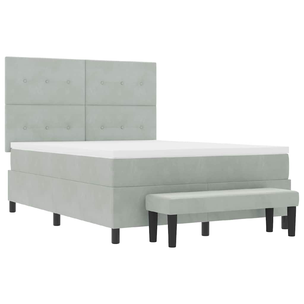 Letto a molle con materasso Grigio chiaro 140 x 200 cm Velluto