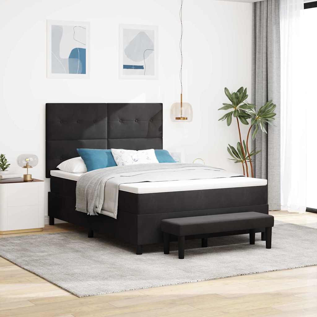 Letto a molle con cuscino Nero 200 x 140 cm Velluto | homemem39